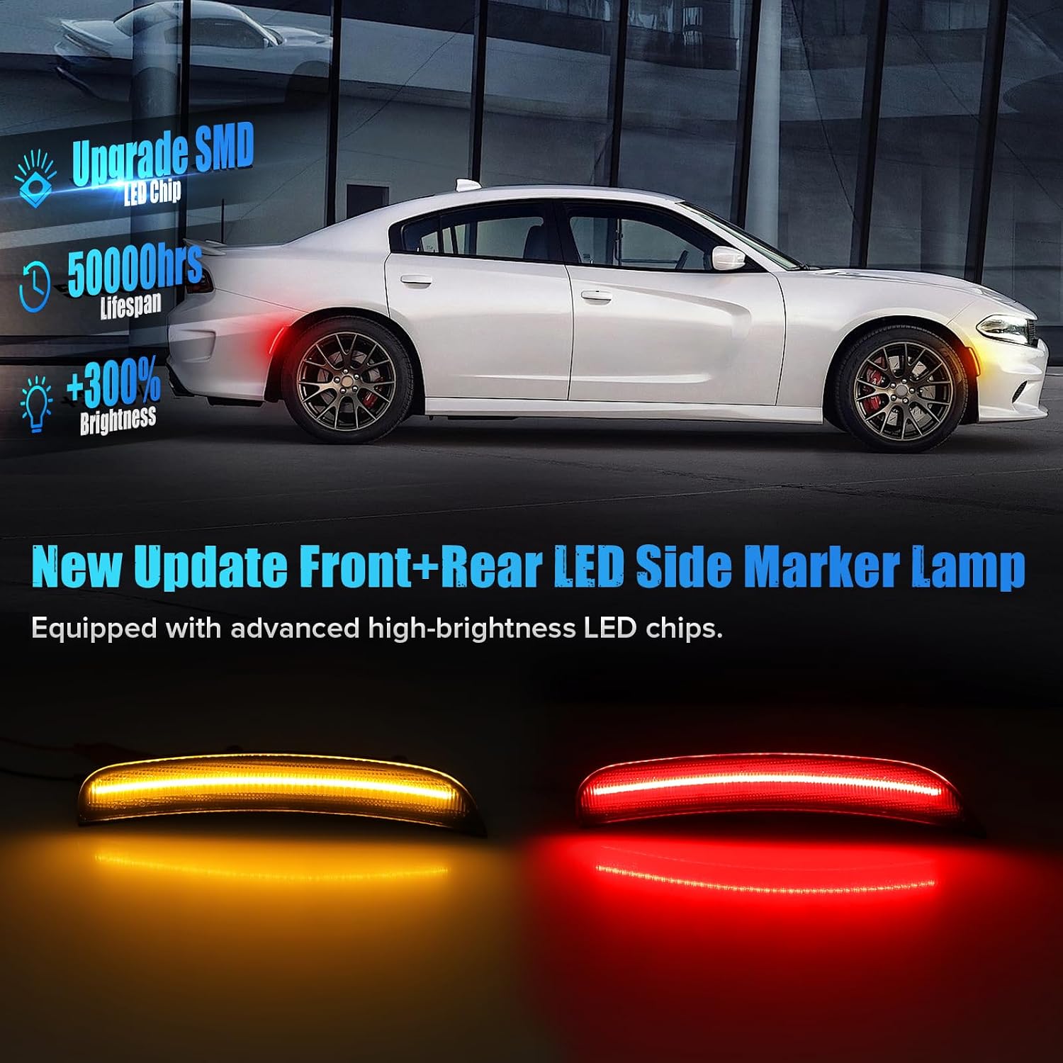 4PCS Smoke Lens LED Side Fender Marker Lights for 2015-2026 Charger image 2