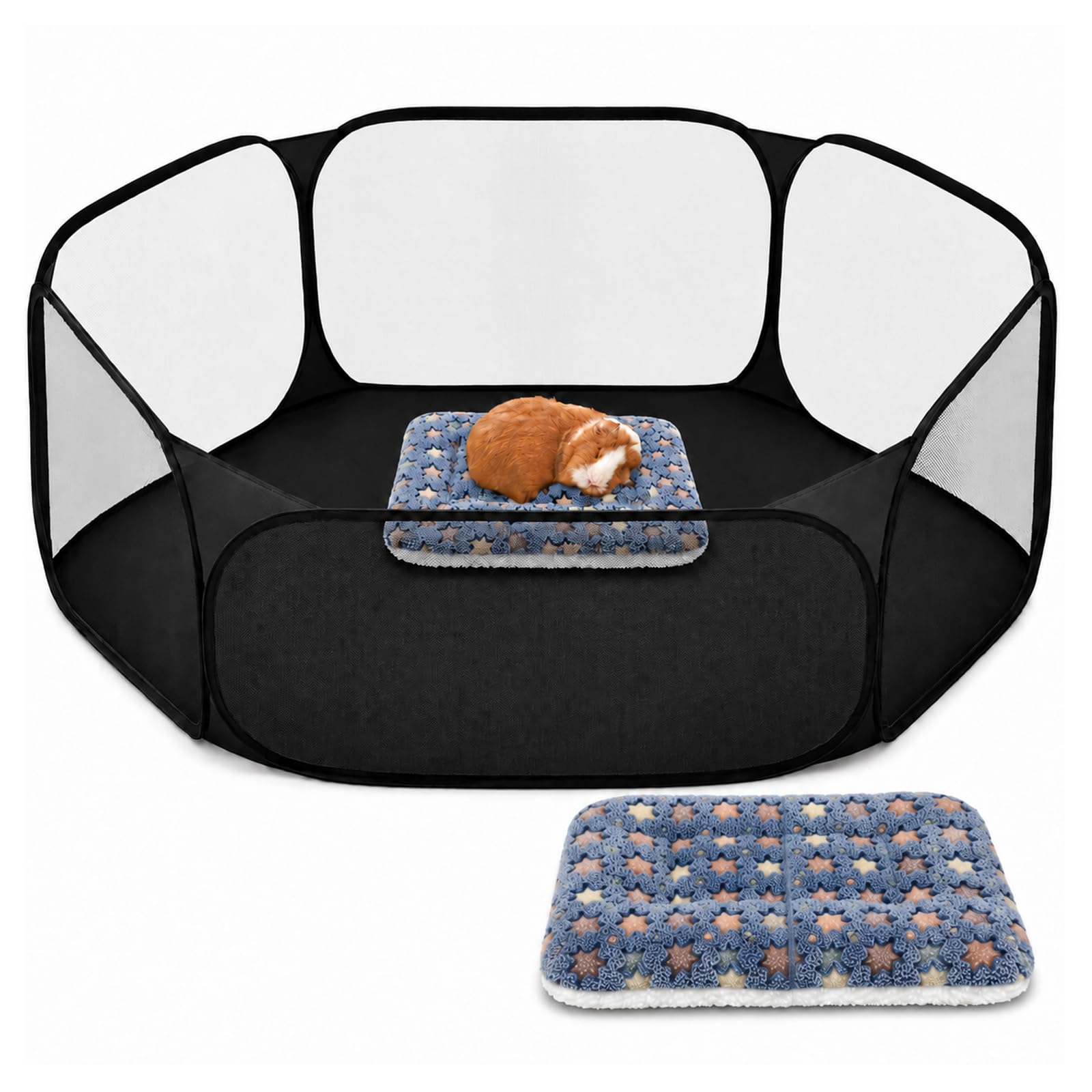 Amakunft Small Animal Playpen Set with 2 Washable Mats, Guinea Pig Run