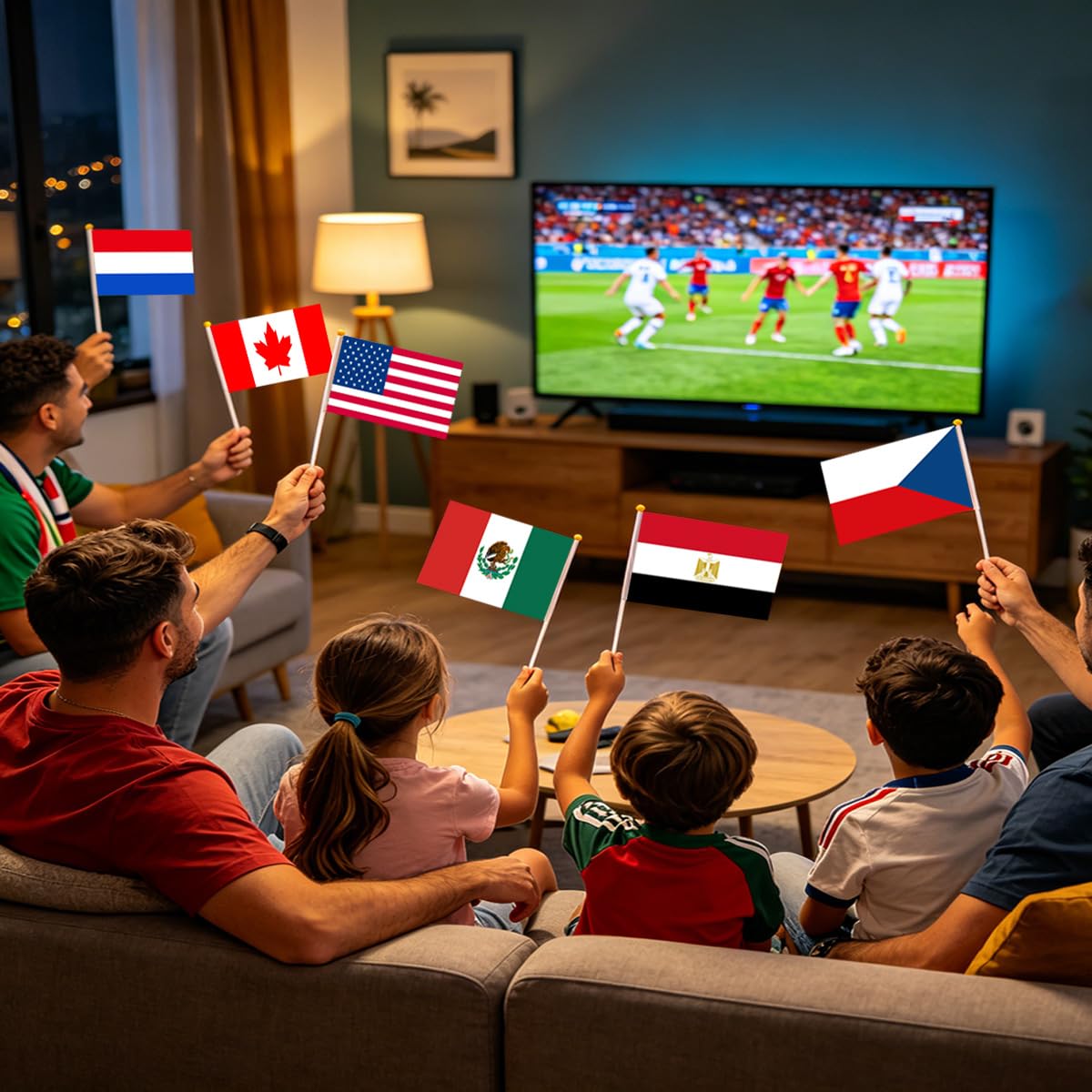 Bandera de Mano Copa del Mundo 2026 Fútbol, 48 Banderas de 48 Países, Decoración para Fiestas
