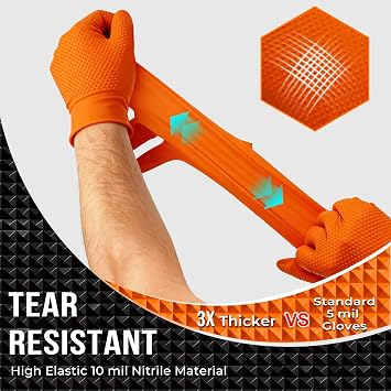 ANBOSON 10 Mil Heavy Duty Diamond Texture Nitrile Gloves, Large, 1000 Ct