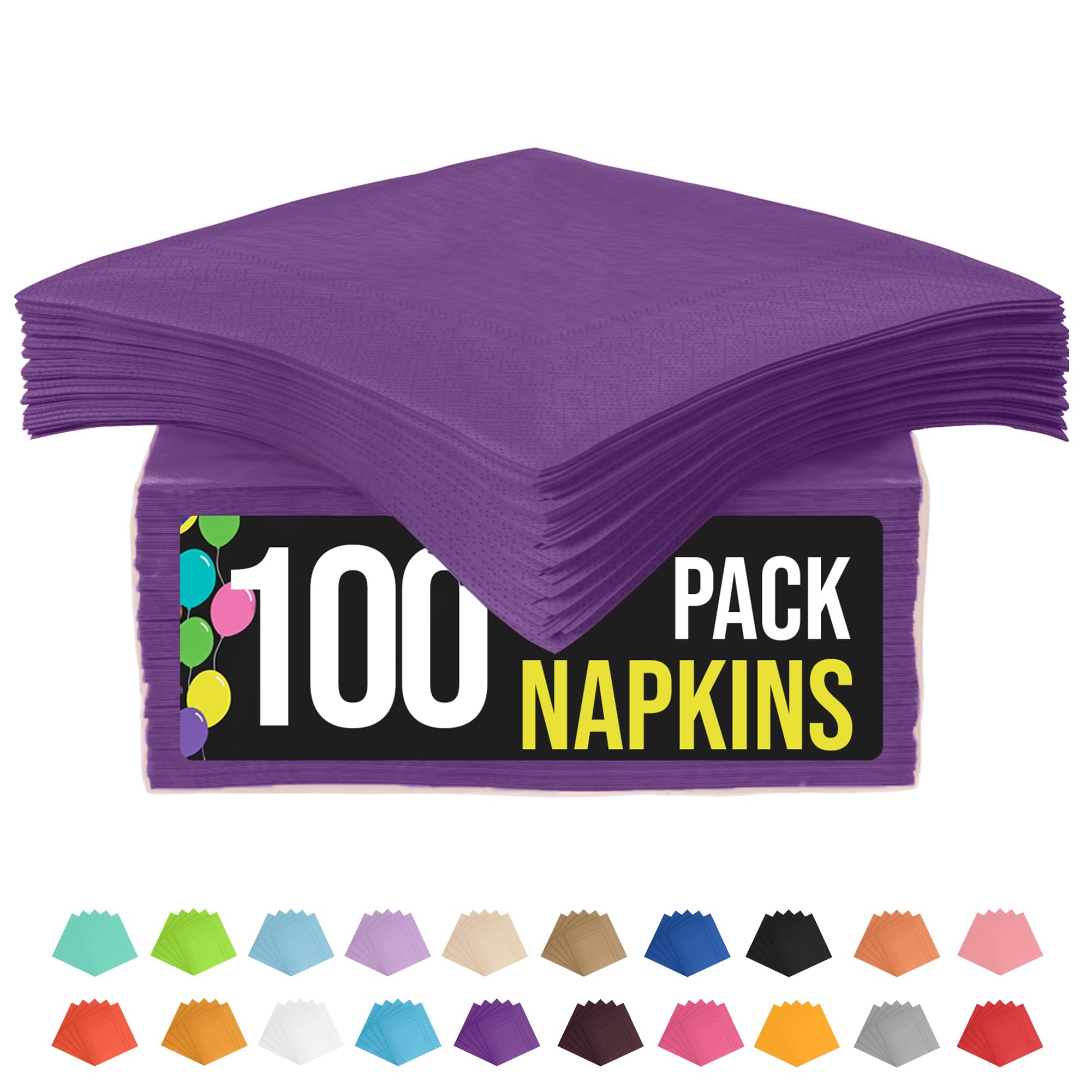 Party Solids Purple Napkins Disposable Everyday 100 Pcs 2 Ply Purple Cocktail Napkins Paper Everyday For Parties & Party Supplies