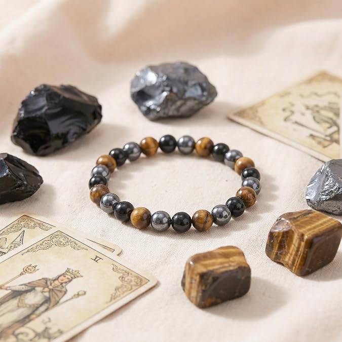Bivei Protection Natural Crystal Beaded Bracelets for Women Men Jewelry