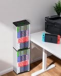 Nargos Video Game Storage Stand Tower for PS5/ PS4/ PS3/ Xbox Series S & X/Xbox one Game, Universal Game Disc Holder Vertical Blu Ray Case Organizer (White)