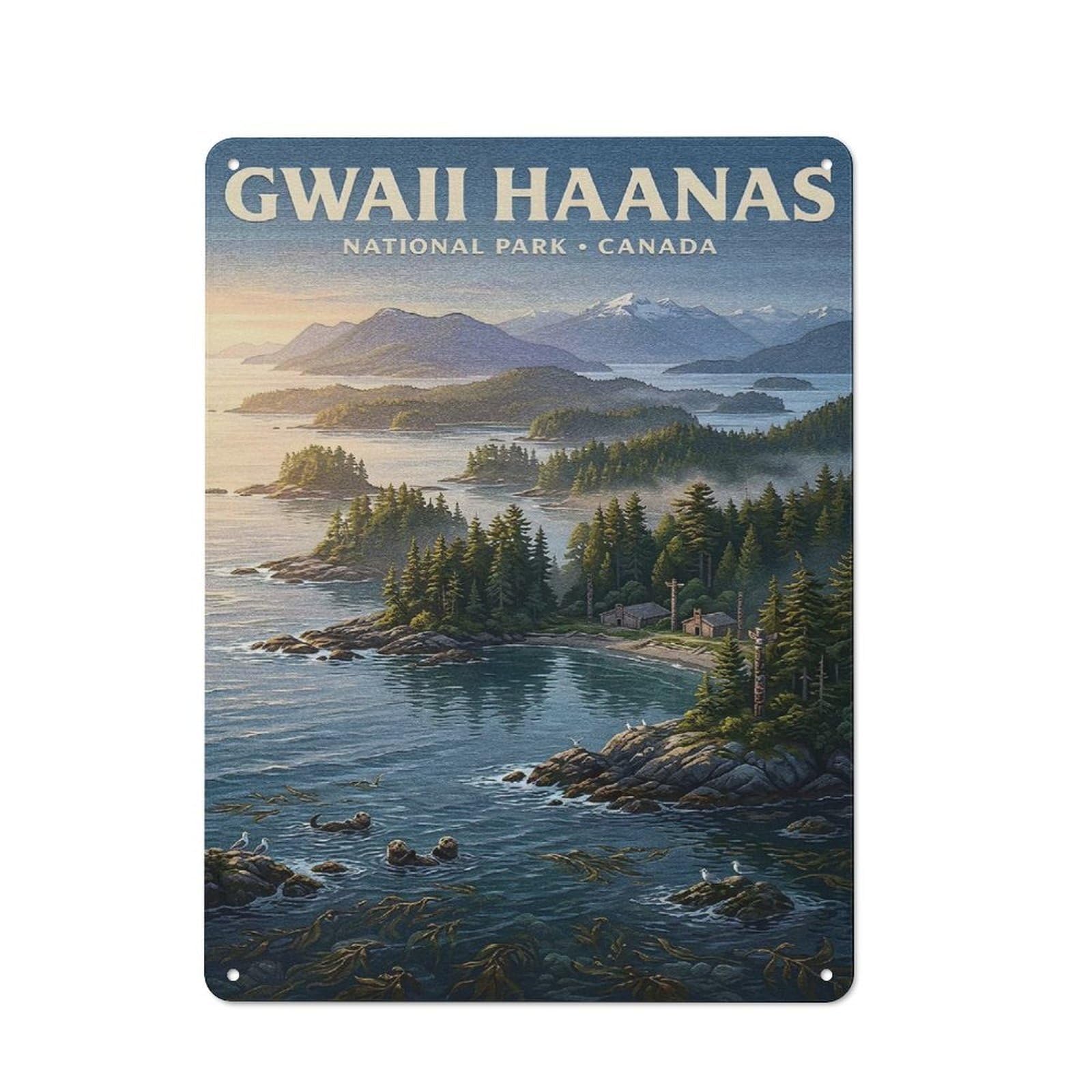 Junmoney Style-5 Outdoor Room Shed Metal Sign 40X30cm Featuring Gwaii Haanas National Park, Canada, Utility Space Decor For Patio Bar, Workshop, Shed Or Kitchen