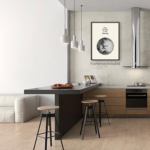 Miniatura 6 de Heltrappe Póster de This Kitchen Is for Dancing (This Kitchen Is for Dancing) - Póster retro y moderno con diseño de bola de discoteca para