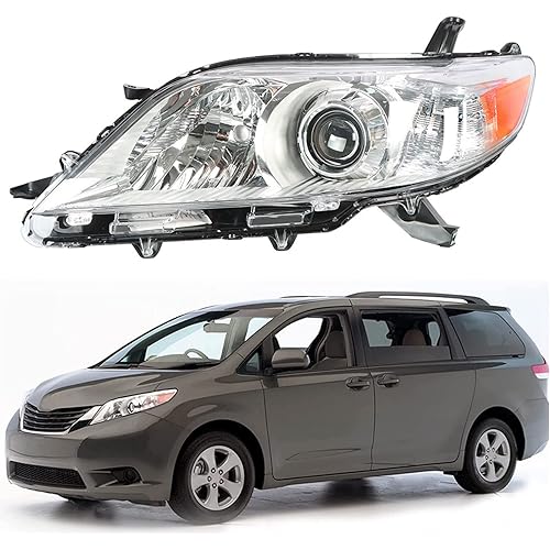 Headlight Assembly Replacement for 2011-2018 Toyota Sienna, Amber Corner Projector Headlamp for Driver Side