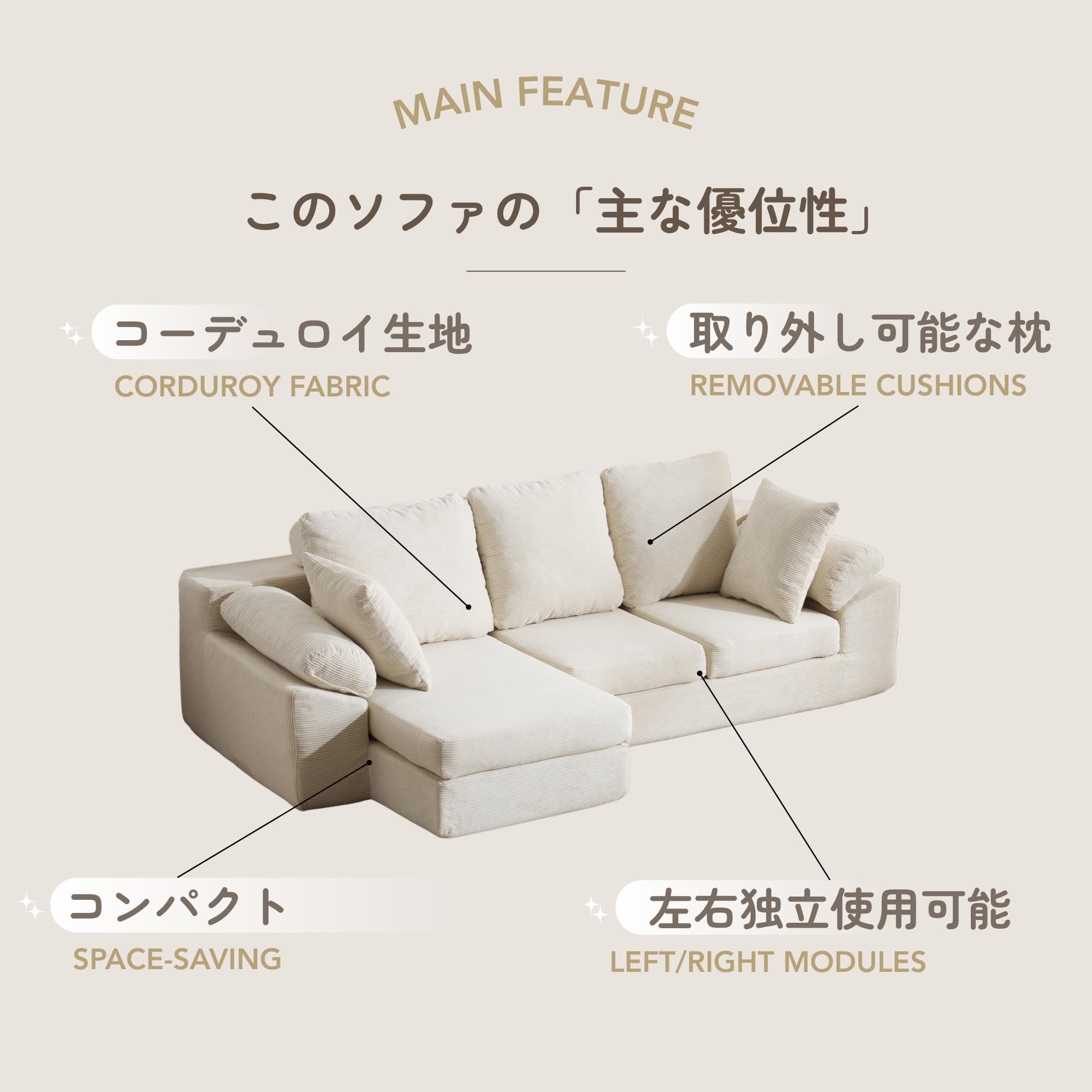 Amazon｜ソファカウチ 組立て不要 三人掛け フロアソファ コンパクト