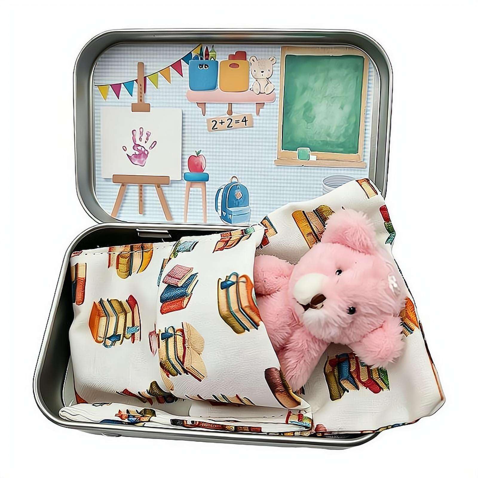 A Little Pocket Bear Hug, First Day at School Bear in a Box, Mini Plush Bears in Box, Pocket Bears with Inspirational Card, Positive Gifts for Kids