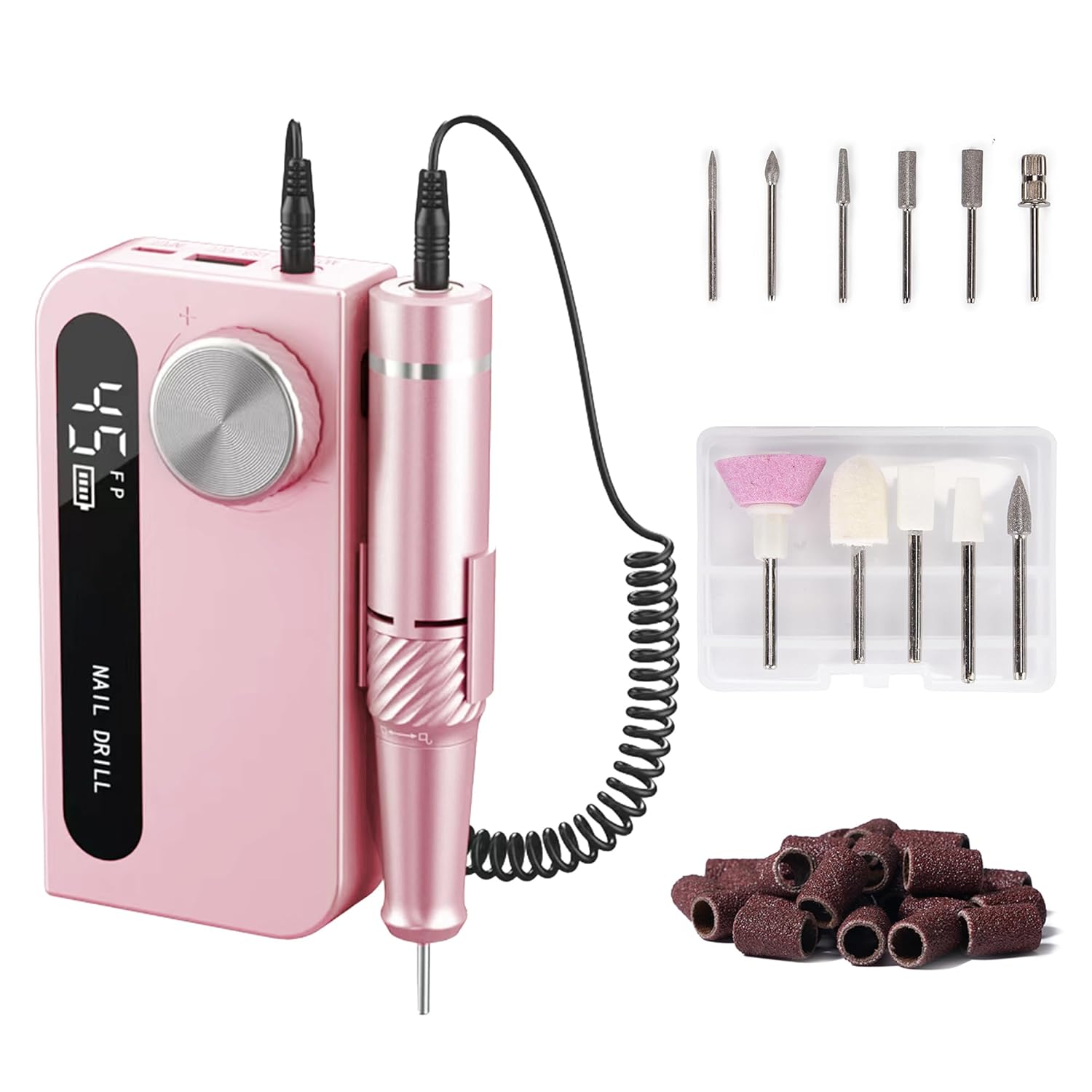 Professional Electric Nail Drill File,Cordless Portable Nail Drill 45000 RPM, Rechargeable Nail File Machine for Acrylic Nails Gel Polishing,Nail Kit for Manicure Salon Home(Pink) Professional Electric Nail Drill File,Cordless Portable Nail Drill 45000 RPM, Rechargeable Nail File Machine for Acrylic Nails Gel Polishing,Nail Kit for Manicure Salon Home(Pink)