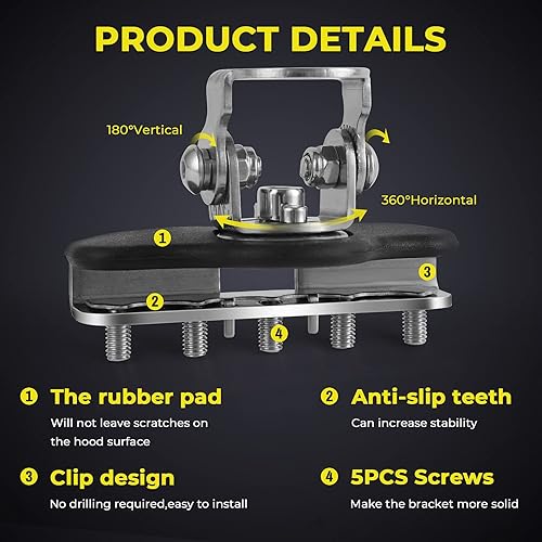 Miniatura 5 de 2 soportes de montaje de barra de luz, sin necesidad de taladrar, luces LED universales ajustables de trabajo, soporte de abrazadera con 5 tornillos