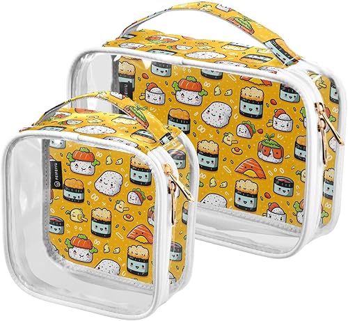 Kawaii Doodle Sushi Clear Toiletry Bag for Traveling,2 Pack Makeup Cosmetic Bag with Zipper,Travel Bag for Toiletries,Travel Essentials 21214848 disponible en Yaxa El Salvador