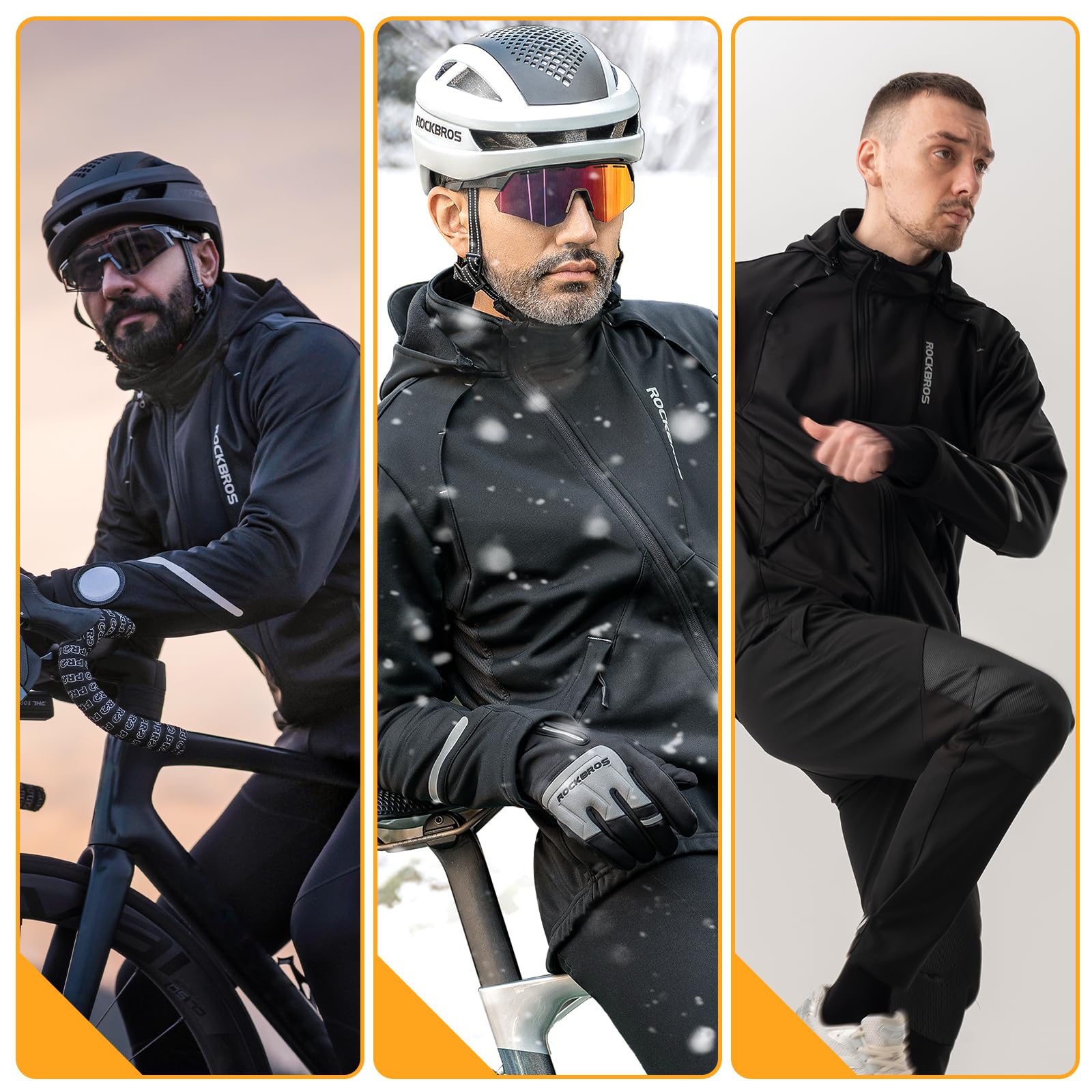 ROCKBROS Chaqueta Ciclismo Invierno a Prueba de Viento Polar Térmico para Hombre Chaqueta Bicicleta Transpirable Ropa para Deportes al Aire Libre