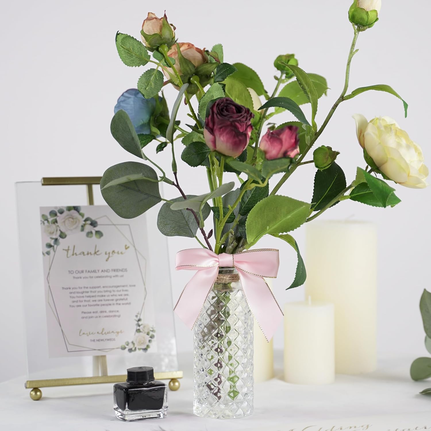 AIMUDI Pink Bows 3.5" Premade Satin Ribbon Bows with Gold Edge Pre-Tied Twist Tie Bows for Gift Wrapping Crafts Treat Bags Baby Shower Wedding Party Decorations, 50 Counts - Image 3