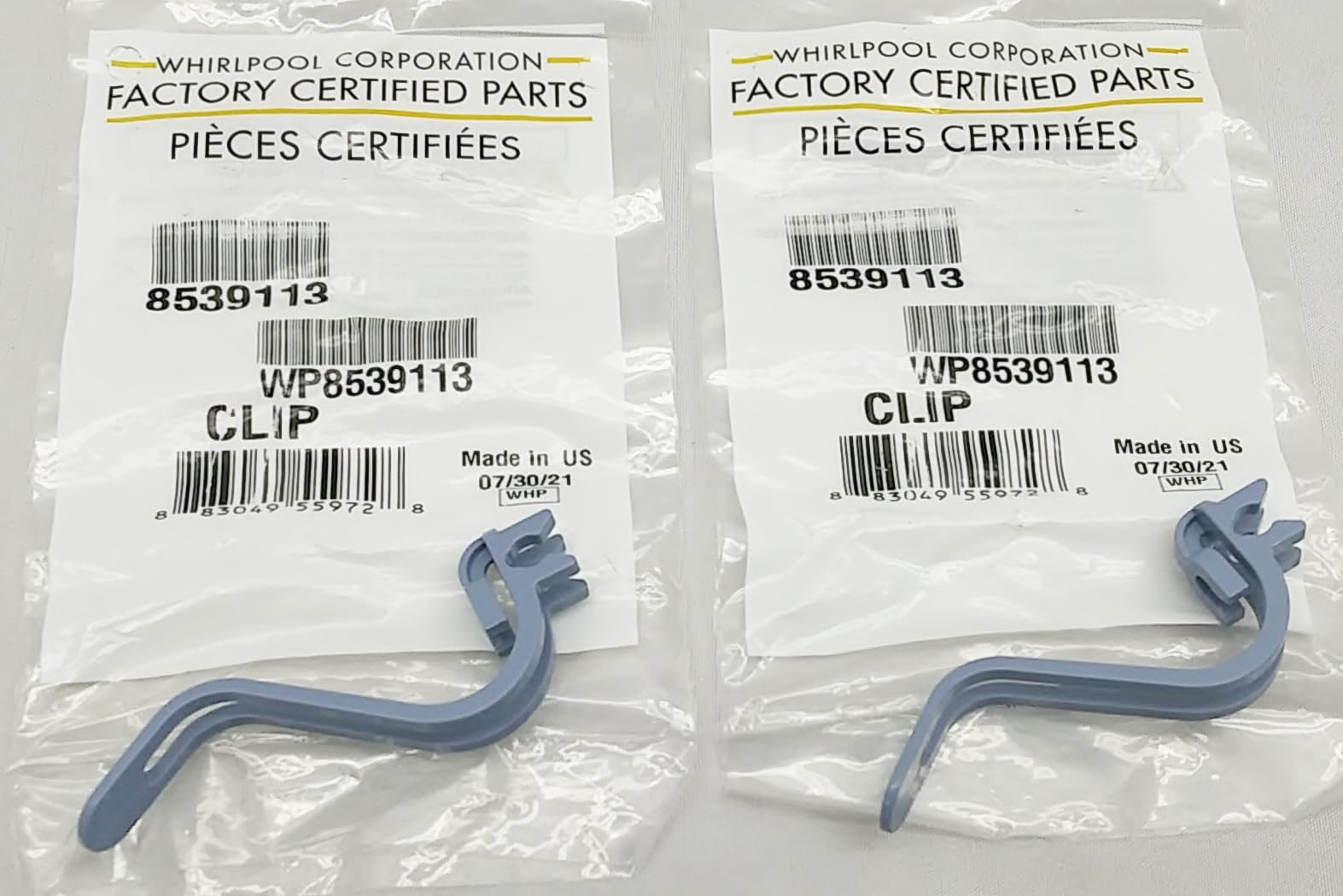 WP8539113 Dishwasher Dishrack No Flip Clip - New - Light Blue – Set of Two (2) - Genuine OEM - R3-G2 e - EA250422