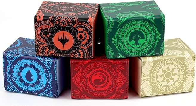Deck Box for MTG Cards, 120+ Storage Trading Commander Deck Case, PU Leather Magnetic Collectible Card Storage Box Fits for TCG Magic Cards 5 Pack