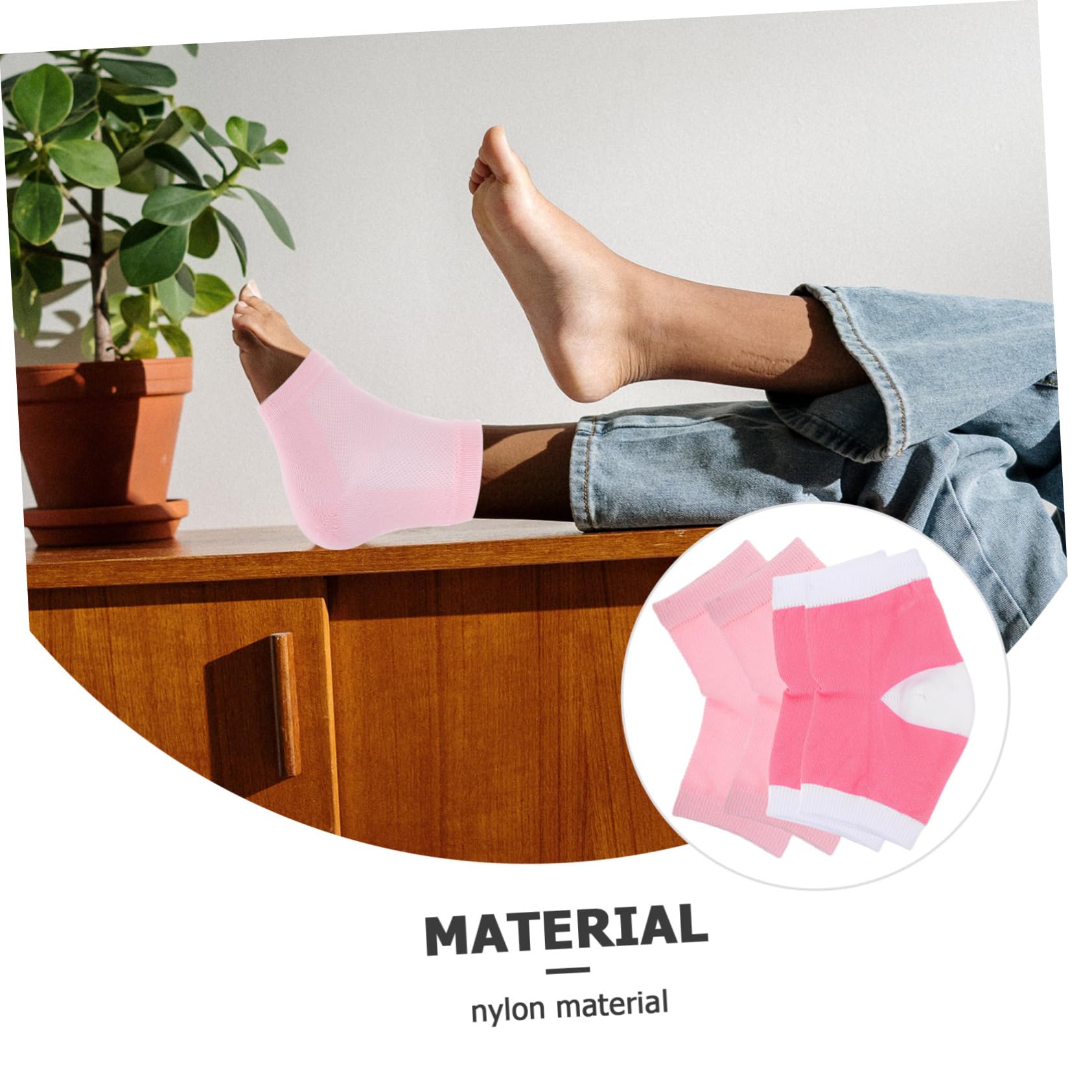 PLAFOPE Polyester-Cotton Gel Heel Socks Breathable Foot Socks for Sandals Winter Supplies for Cracked Heels