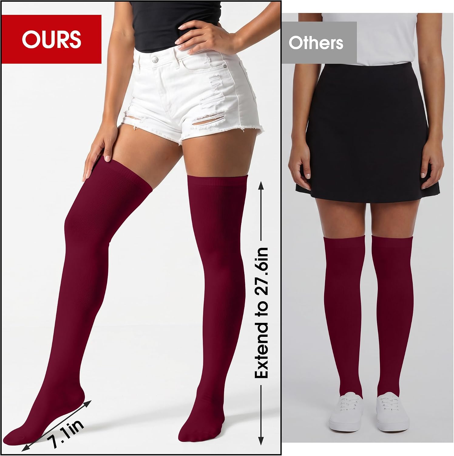 Aneco 6 Pairs Thigh High Socks Over Knee High Stockings Extra Long Leg Warmers for Women