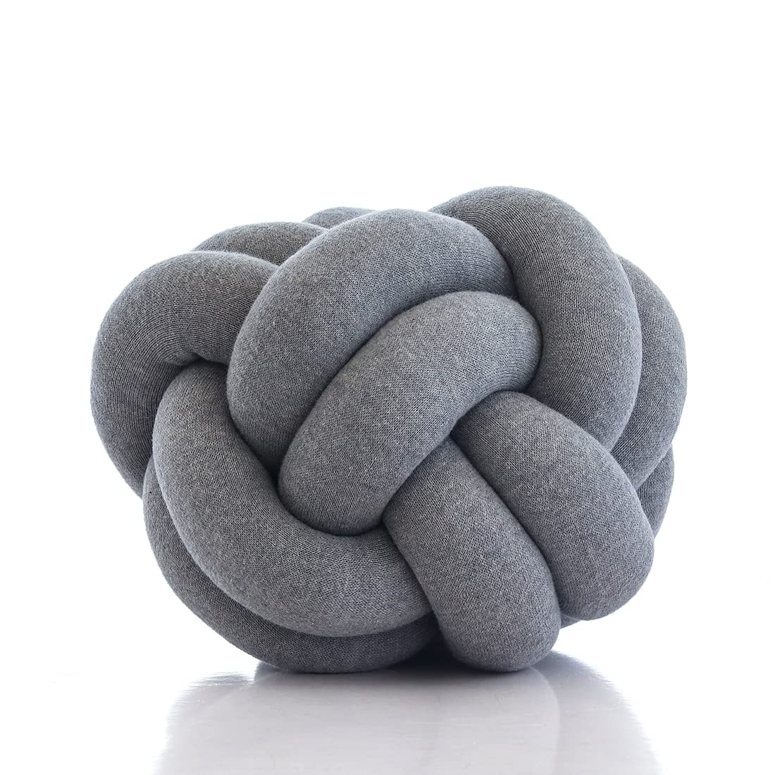 Pluchi Nodo Combed Cotton Knitted Knot Pillow/Knot Pillow for Sofa in Light Grey Melange Color (30 cm x 30 cm)-image-23