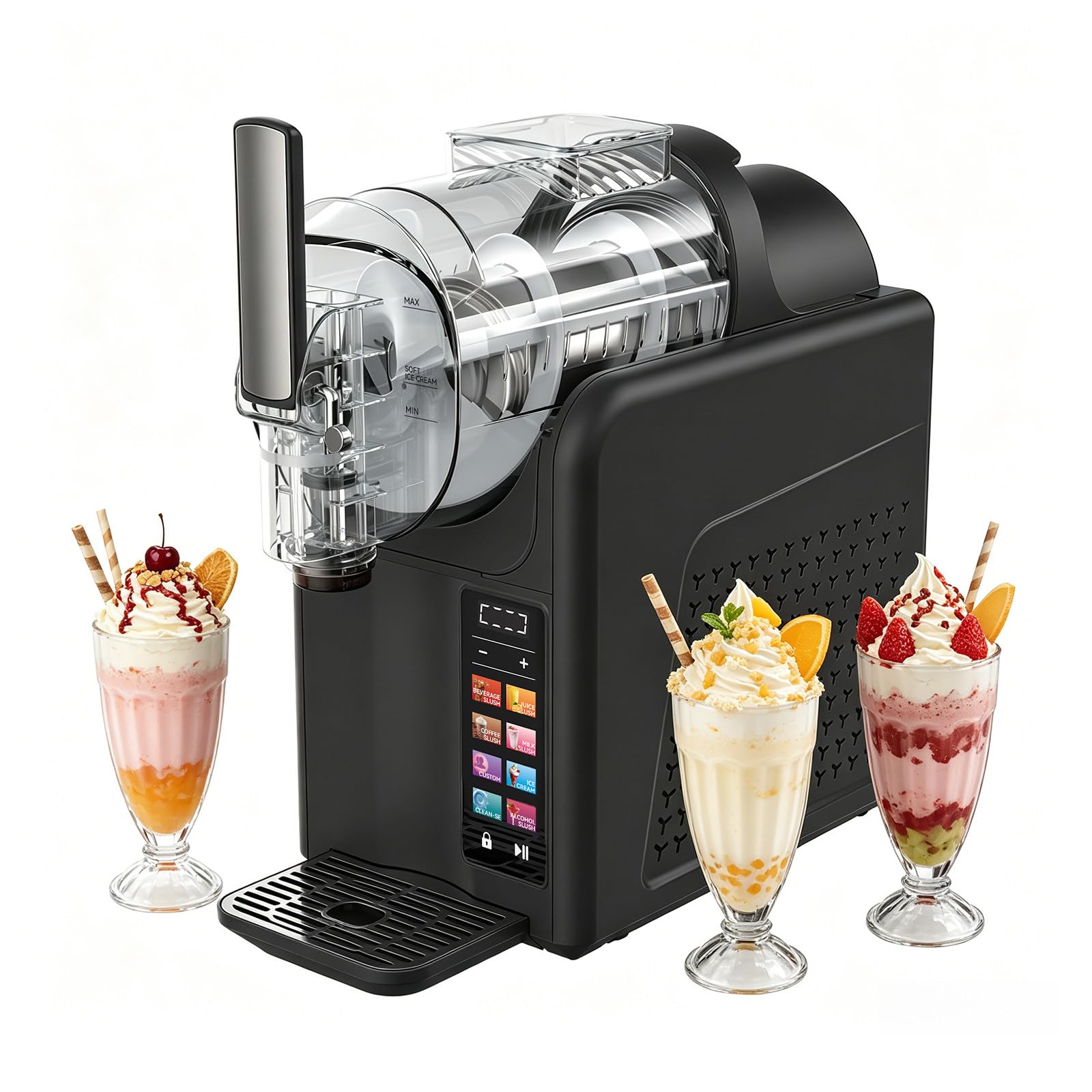 BANGBANGJI 68oz Slushie Machine, Slushy Maker & Freezing Drink Maker with 6 Presets, LED Display, Self Cleaning & Adjustable Temperature for Freezing Margaritas, Milkshakes, Smoothies, Frappes Black