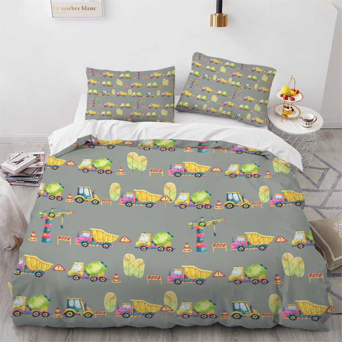 Housse de couette 140x200cm cactus fini la couette qui glisse avec le zip intégré