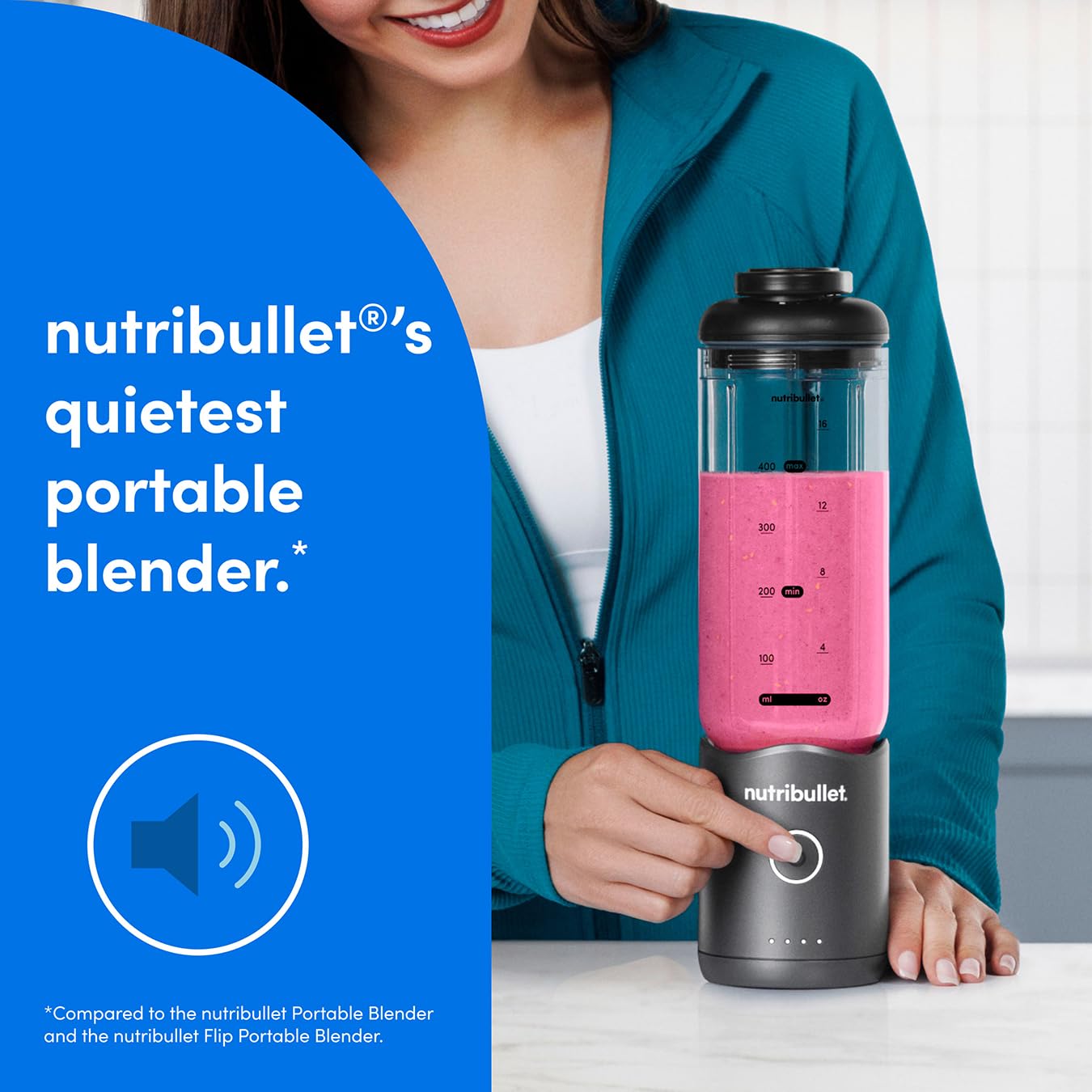 nutribullet Flex Blender z metalu, wysoka pojemność, 500 ml, gotowy do podróży, odłączane ostrza, wskaźnik baterii, przenośna konstrukcja, elegancki i kompaktowy, łatwe mieszanie, do smoothie i soków