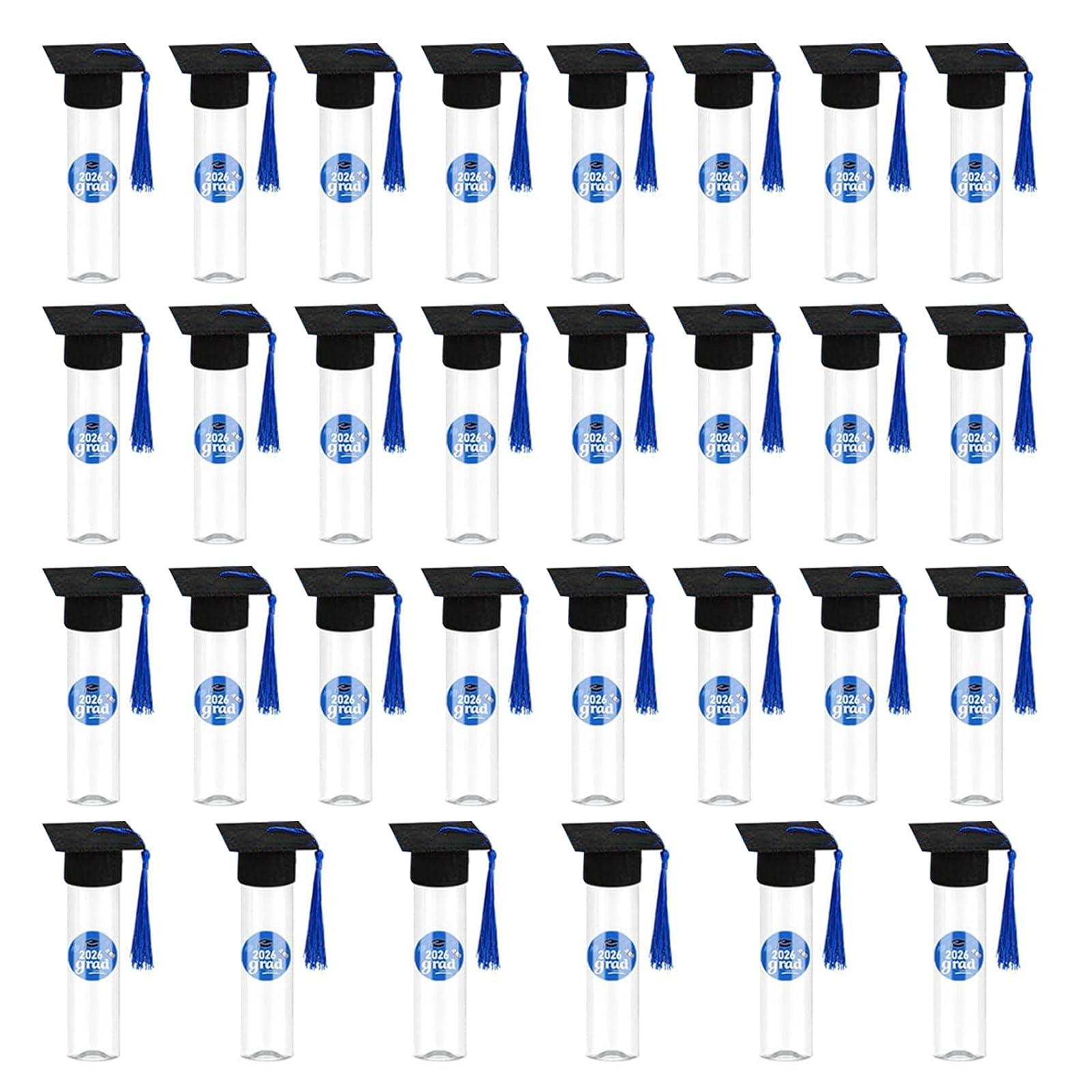 Buxuaaaa Bulk 30PCS Academic Achievement Tubes Including Felts Hats and Labels for Packaging and Decor Clear Containers