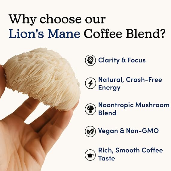 FULLY JOE Lion's Mane Mushroom Coffee for Cognition, Mental Focus & Energy. Brain Supplement meets Coffee - Cafe De Hongos