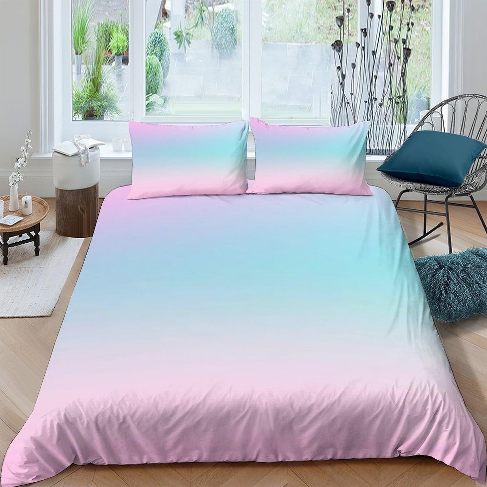 Ctjqhvkz Style-3 3D Printed Pastel Gradient Fitted Sheet Microfiber Soft Anti-Slip Ombre Dream Mattress Cover For Bedroom Guest Room Easy Care Single（135X200cm）