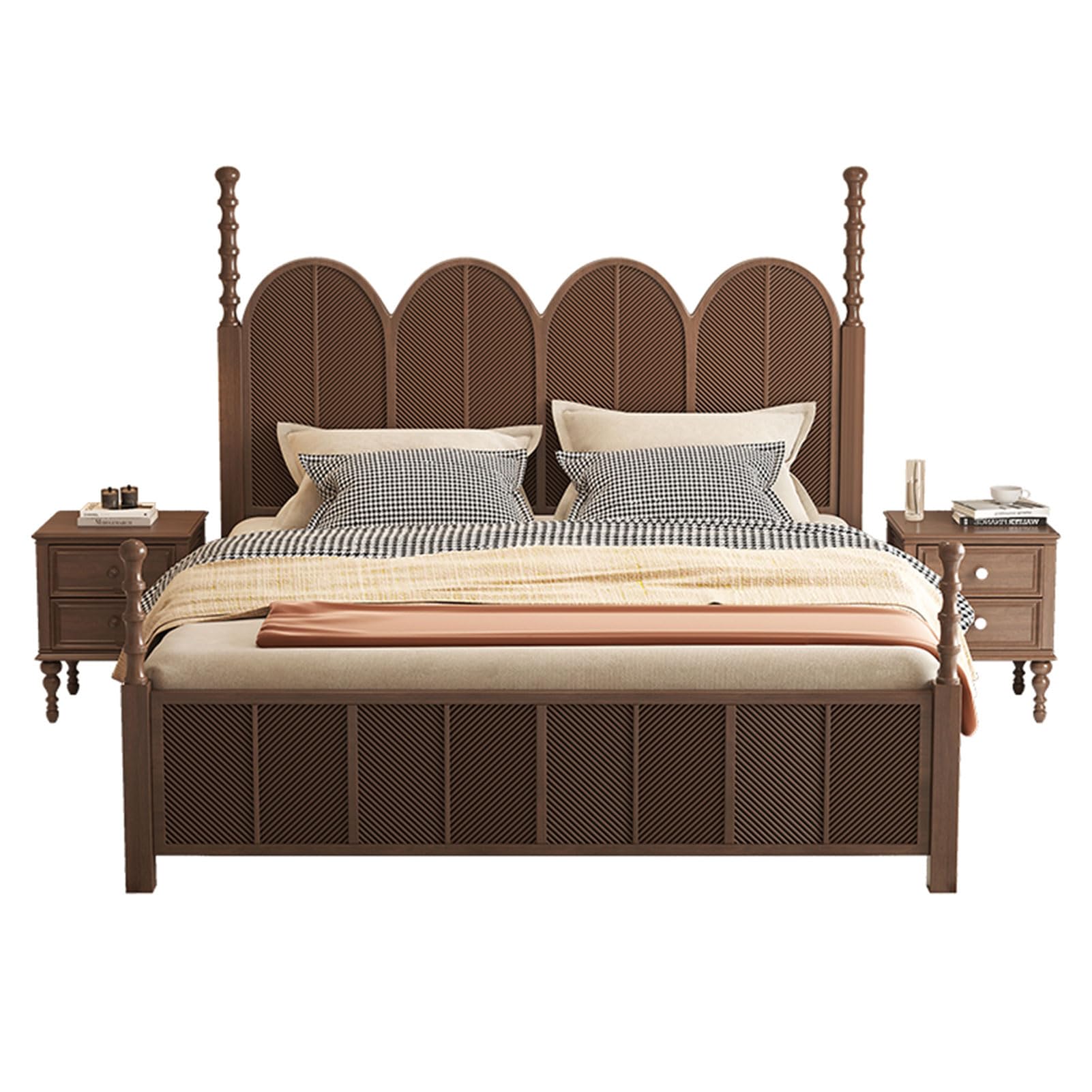 Modern King Size Genuine Leather Bed Upholstered Platform Bed Frame with Headboard and Storage Drawers No Box Spring