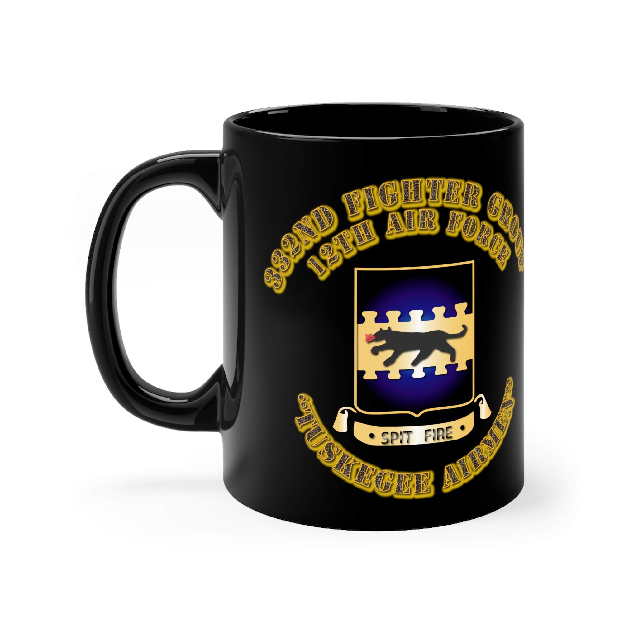 Black Coffee Mug 11oz - AAC - 332 FG - 12th AF - Tuskegee Airmen