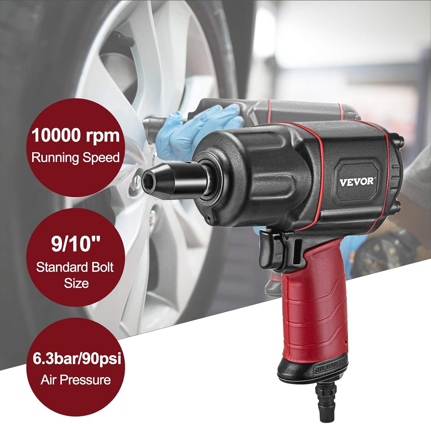 Uр Tо 40% оƒƒ VEVOR Air Impact Wrench, 1/2 Pneumatic Impact Wrench, 1000Nm Air Impact Driver, 738ft-lbs 3-Speed Control Air Impact Driver, Heavy Duty for Car Tire Rotation and Removal, Change Lawnmower Blade