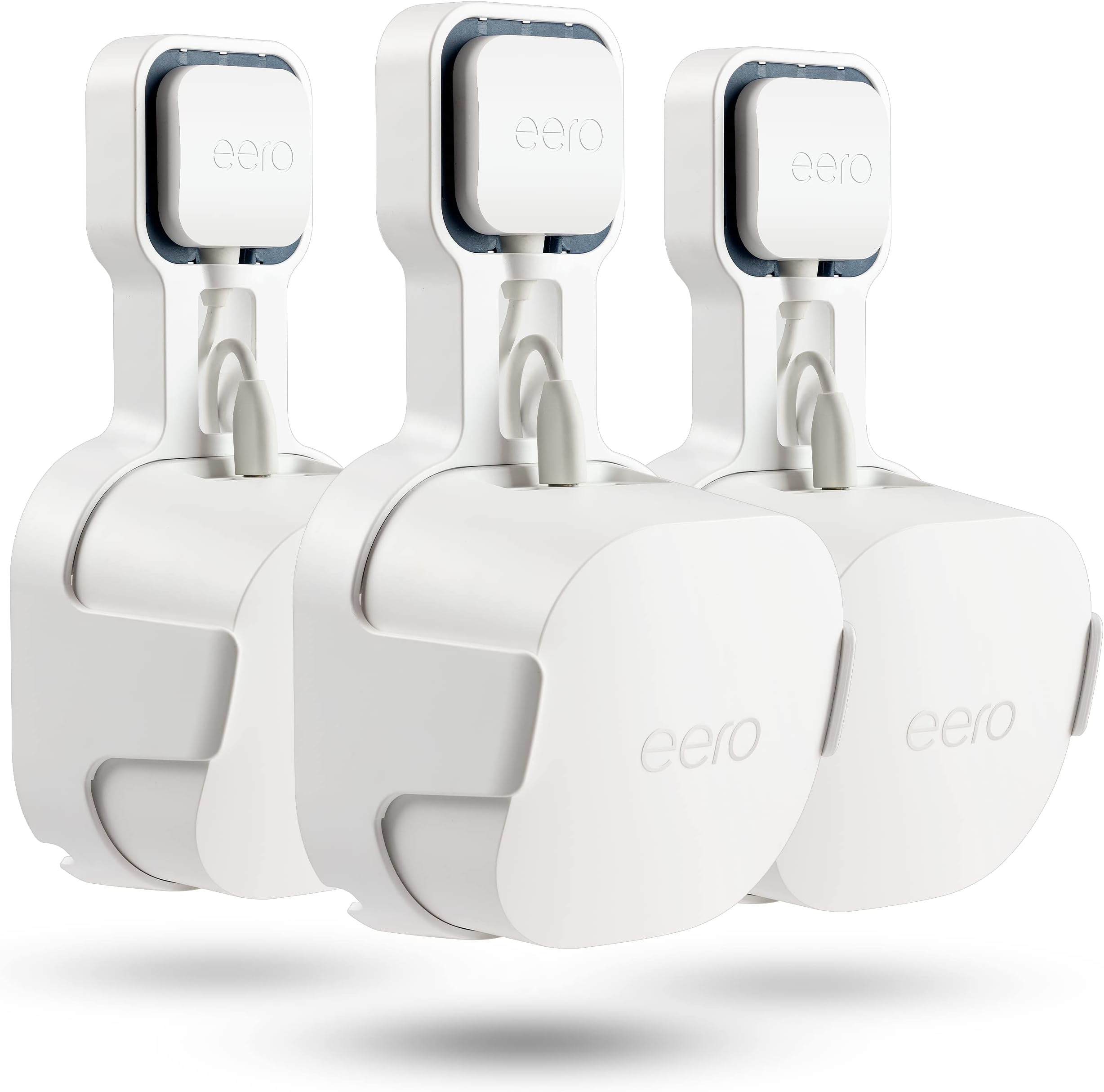 PETIMETIWall Mount Holder for EERO 6+ Mesh WiFi System, Space Saving Outlet Wall Mount Bracket for EERO 6+ Router with Cord Management and Easily Moved(3 Pack)
