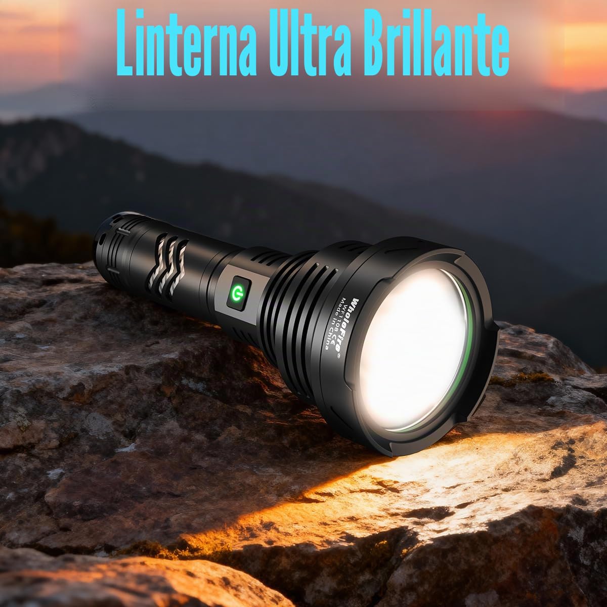 Linterna XHP90 LED Super Brillante 100000 Lúmene Potente Linterna | Recargable por USB Linterna 5 Modos Policía Militar Linterna Exterior, Juego de Faros de Búsqueda