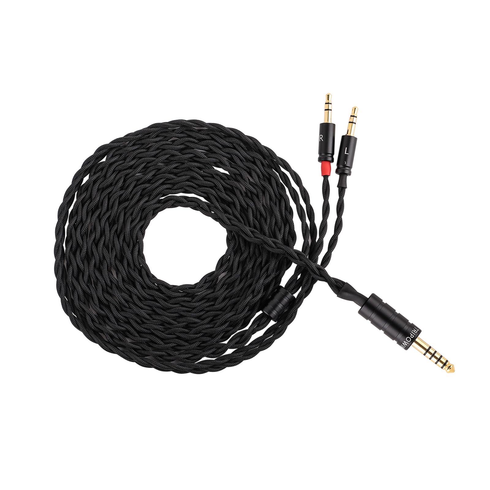 Linsoul Tripowin Nova Fil de casque sur-auriculaire,Câble d'amélioration hybride 4 brins en pellicule argentée/OCC,2m,Double connecteur 3.5mm vers 4.4mm/3.5mm/XLR,Pour audiophiles (4,4 mm, Noir)