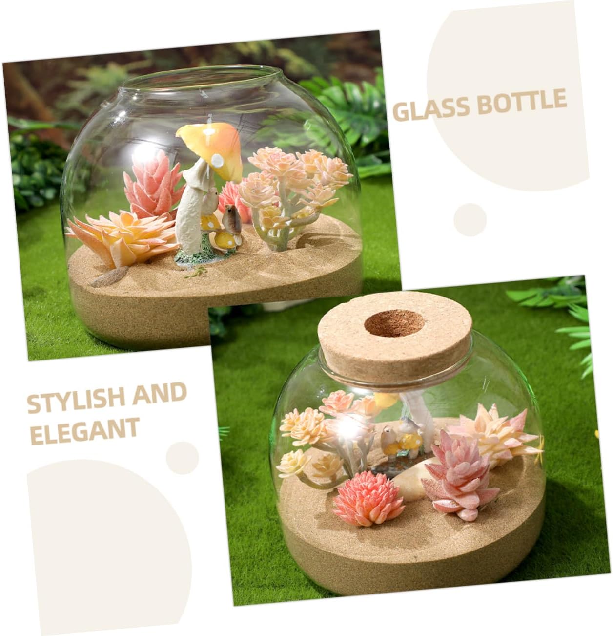 2Pcs Micro Landscape Bottle with Stopper Stylish Glass Terrarium for Home Decor Easy Maintenance for Plant Displays Weddings and Events