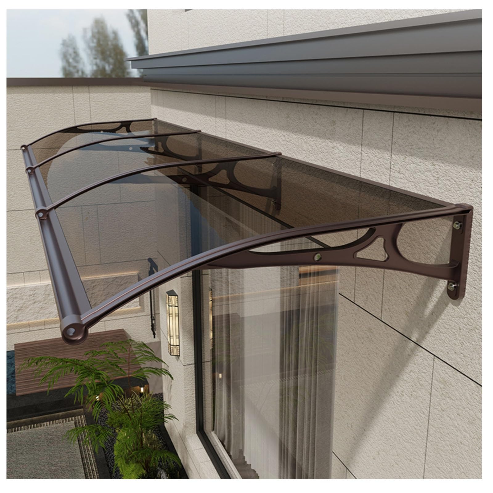 Auvent de porte d'extérieur avec gouttière intégrée pour entrée et patio