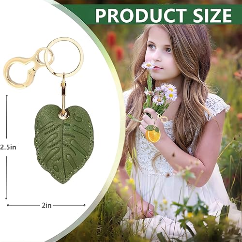 Miniatura 2 de Funda de cuero para llavero compatible con AirTag, bonita cubierta de AirTag con llavero, funda de rastreador GPS para llaves