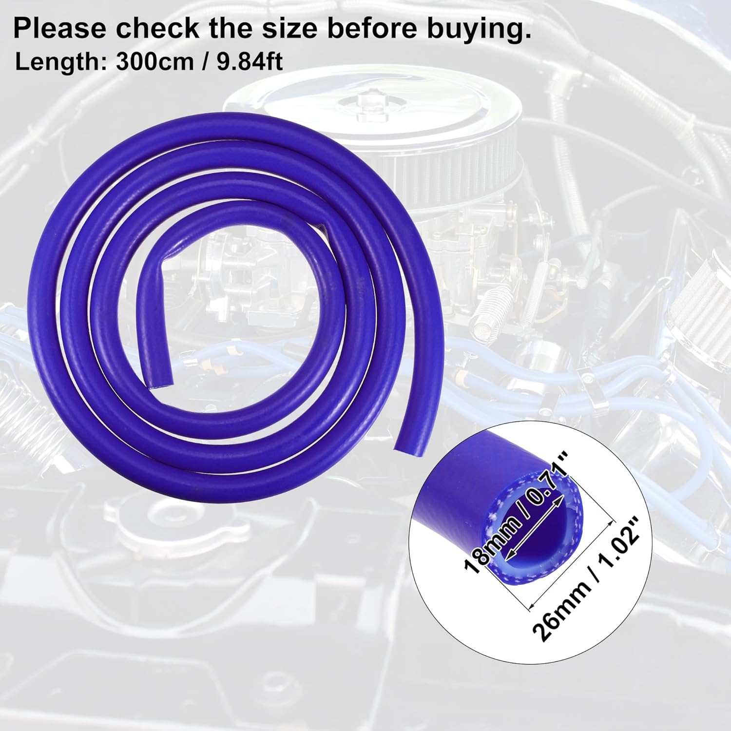 X AUTOHAUX Silicone Vacuum Tubing Hose Line Automotive Vacuum Hose Engine Air Intake Vacuum Hose Pipe Blue ID 18mm 9.84ft Length
