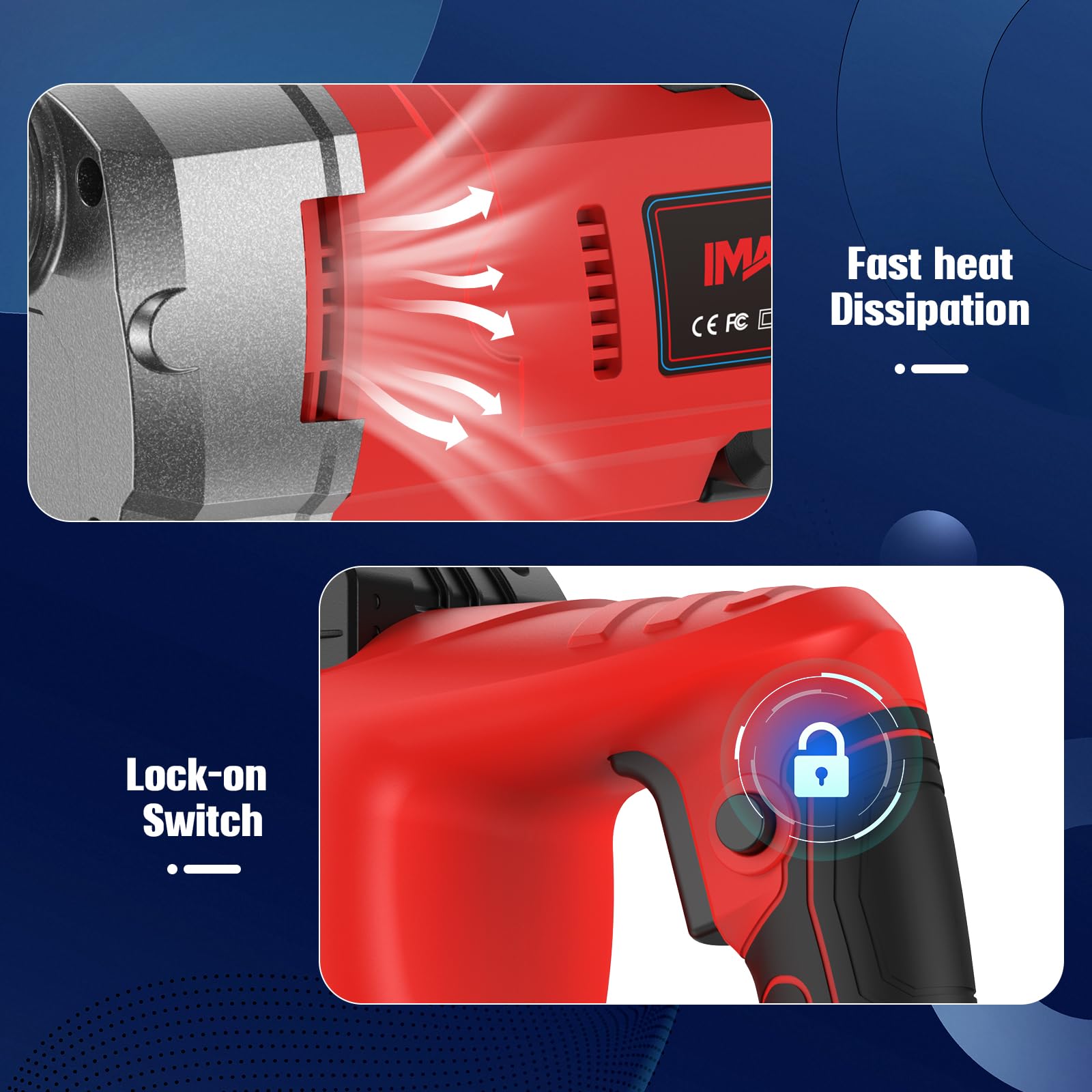 IMAYCC 21V Vibratore per Calcestruzzo Senza Cavo, Senza Spazzole Vibratore da Costruzione Elettrico 3980giri/min, Lunghezza asta Vibrante 1.5M, per Strade Tunnel Ponti (Senza Batterie）