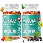 BIO VITALICA Sea Moss Gummies Elderberry BioVitalica - Vitamin C D + Zinc - Irish Seamoss Vegan Gummy with Sea Moss Gel & Powder for Immunity, Detox - for Adults and Kids (2Packs)
