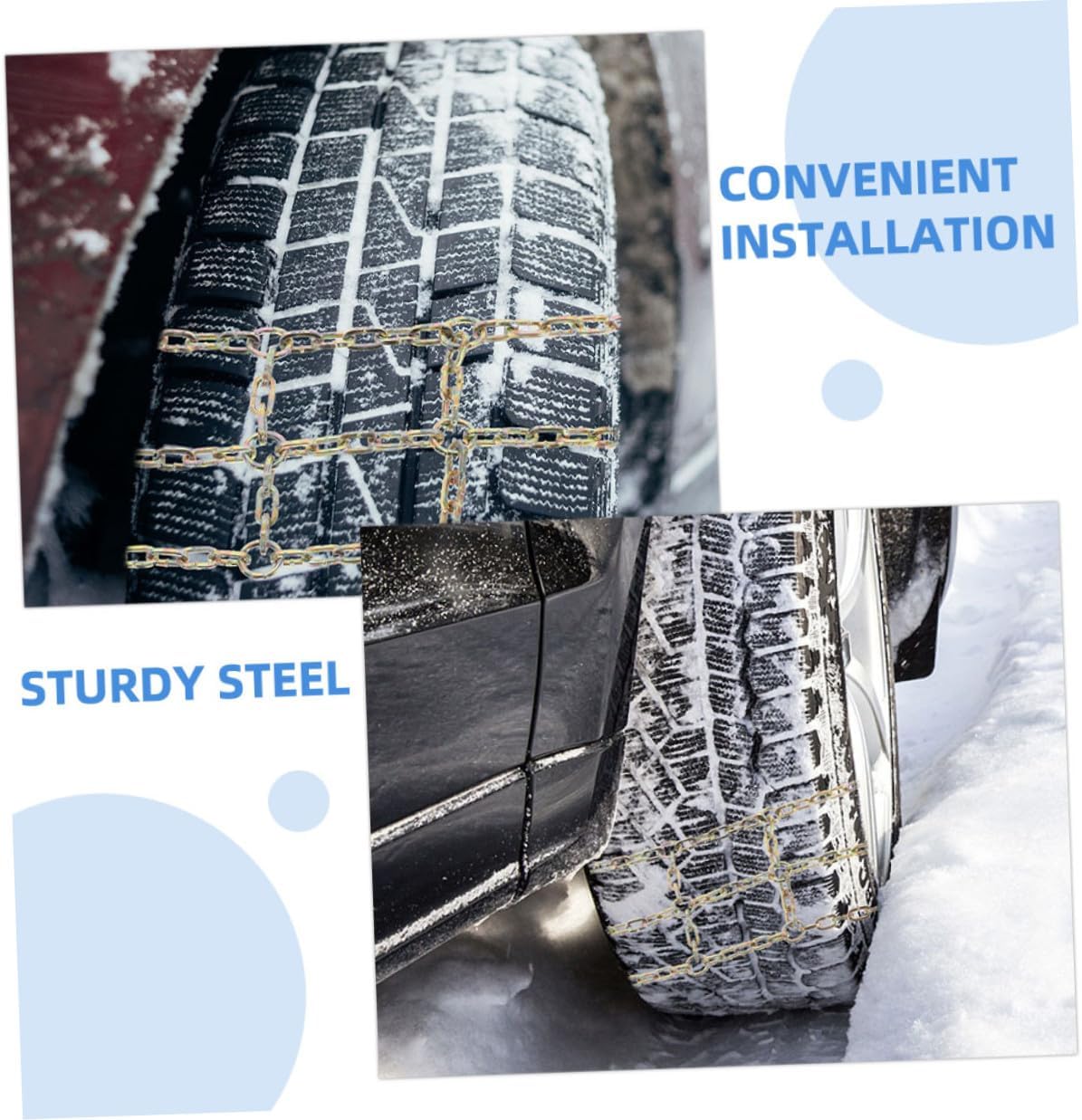 2pcs Automotive Snow Tire Chains Anti-skid Rapid Response Ice and Snow Traction Chains for Car Suv Winter Driving Safety