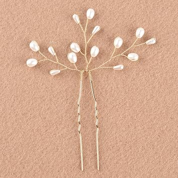 3Pcs Pearl Hair Pins Brides Bridesmaids Headpieces Clip Wedding Hair Accessories Pearl Hairs Combs (Gold)