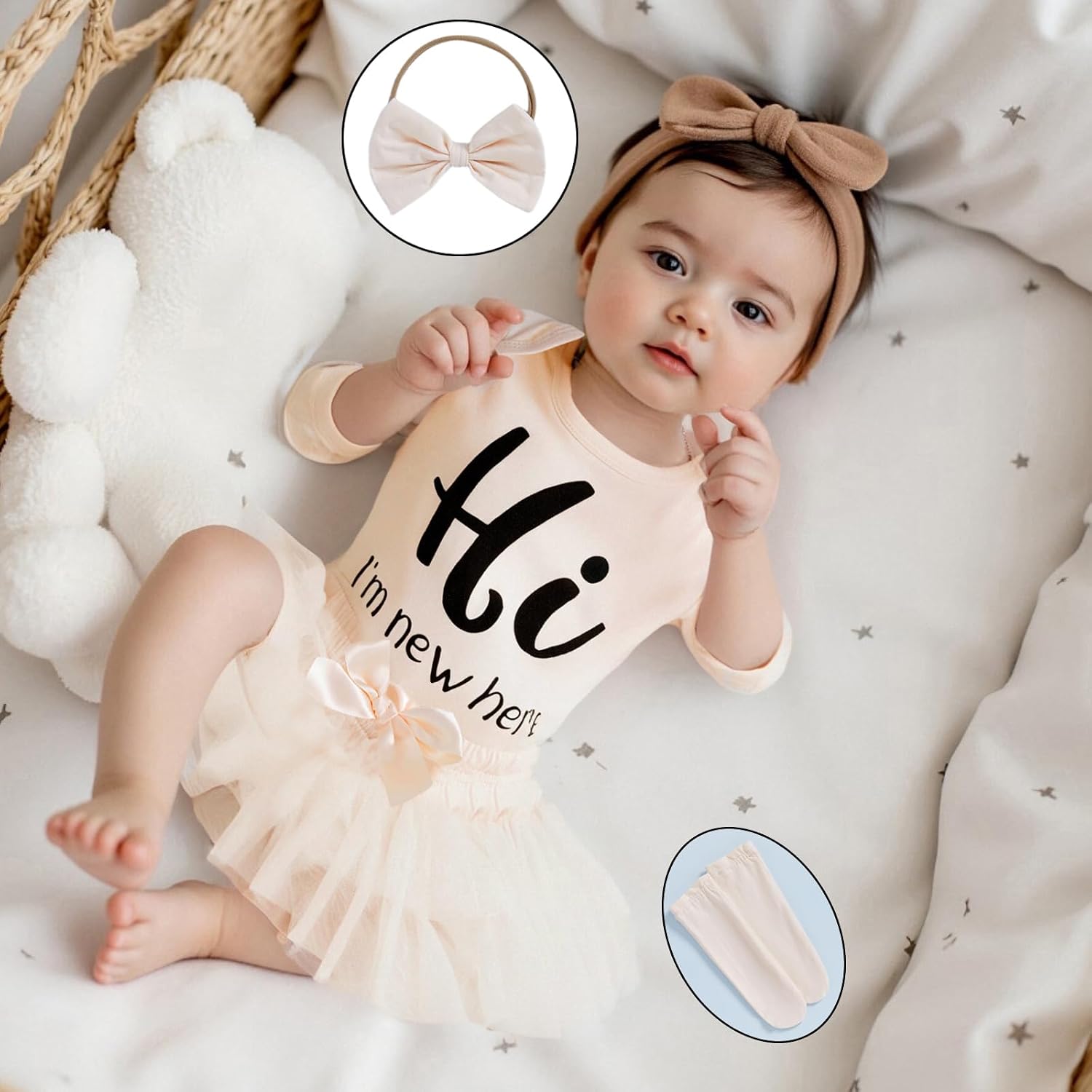 Kuriozud Im New Here Newborn Outfit Girl Letter Romper Ruffle Tutu Bloomers Shorts Set Baby Girl Preemie Coming Home Outfit