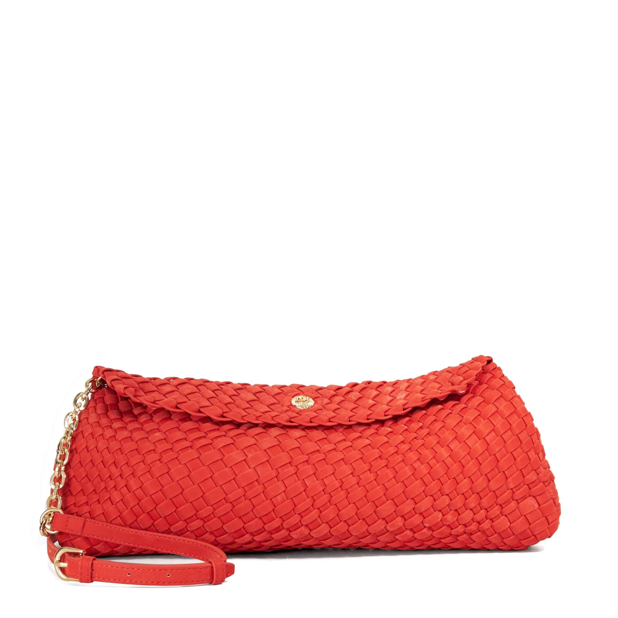 Dune London Women's Red Encourage Woven Clutch With Cross Body Strap One Size Clutch Bag