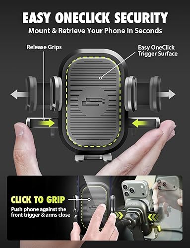 Miniatura 3 de Bracketron OneClick - Soporte universal para teléfono celular con ventosa, soporte de teléfono celular con rotación de 360 grados para iPhone,