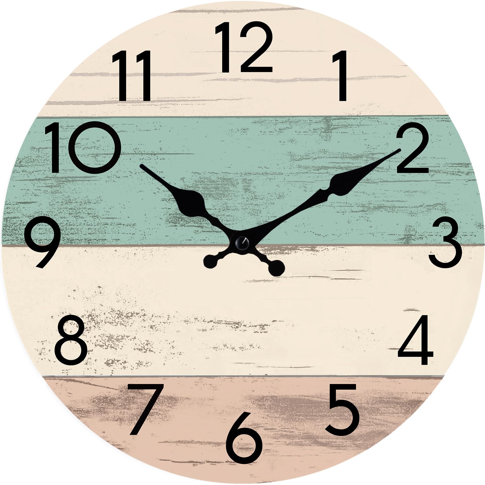 KECYET Wall Clock Silent Non-Ticking Wooden Clocks Battery Operated 8 Inch Small Country Retro Rustic and Beach Style