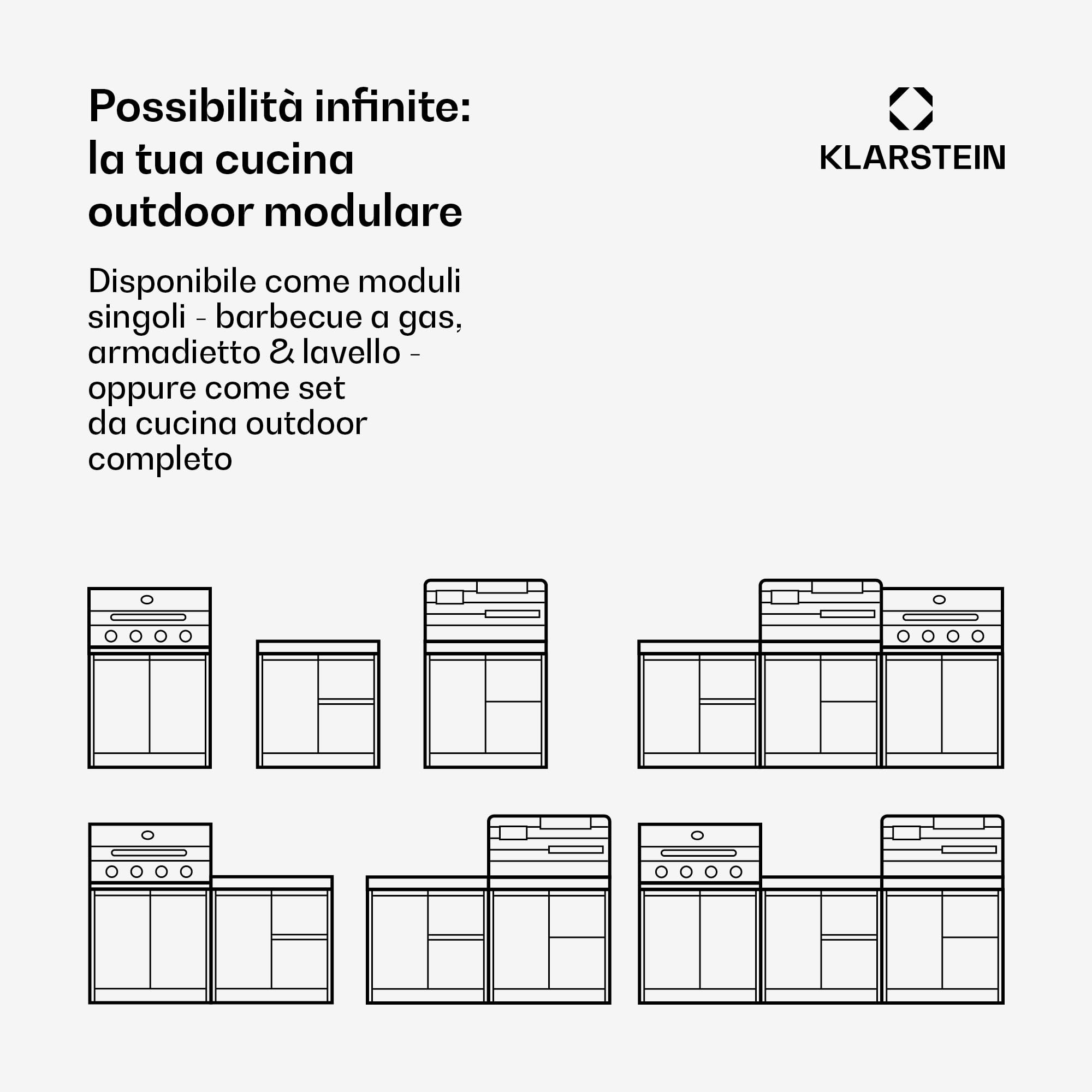 Klarstein WaldChef Mobile con lavello - Mobile per cucine esterne con lavello e piano di lavoro in acciaio inox, acciaio verniciato a polvere, ripiano & cestino estraibile per rifiuti