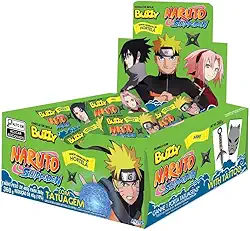 Chicle Buzzy Naruto Hortela Display com 90 unidaddes