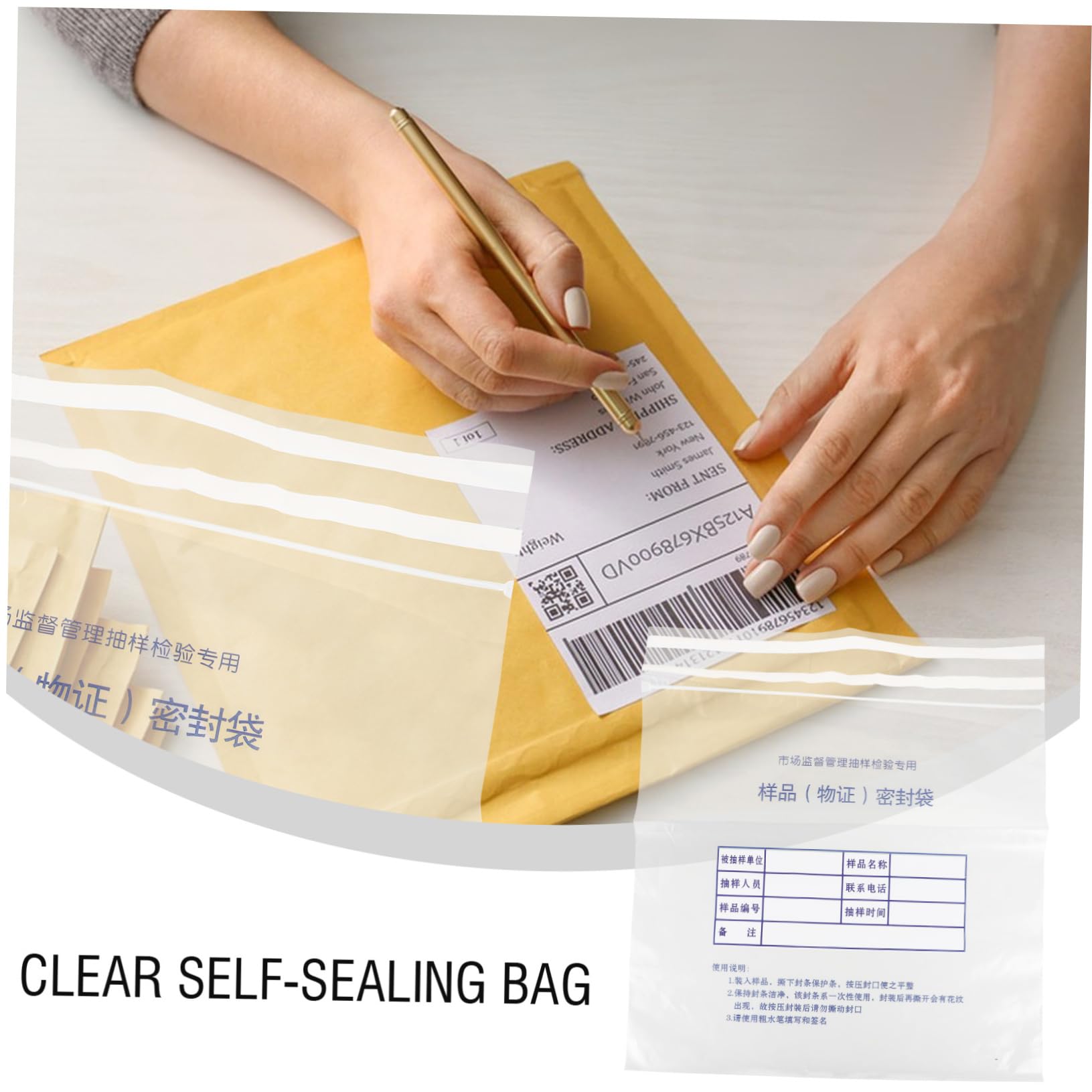 Paquet de Sécurité Plastique Transparent pour Dépôt D'espèces avec Bande Adhésive Inviolable 10pcs pour Protection de Preuves et Usage Bancaire Sécurisé