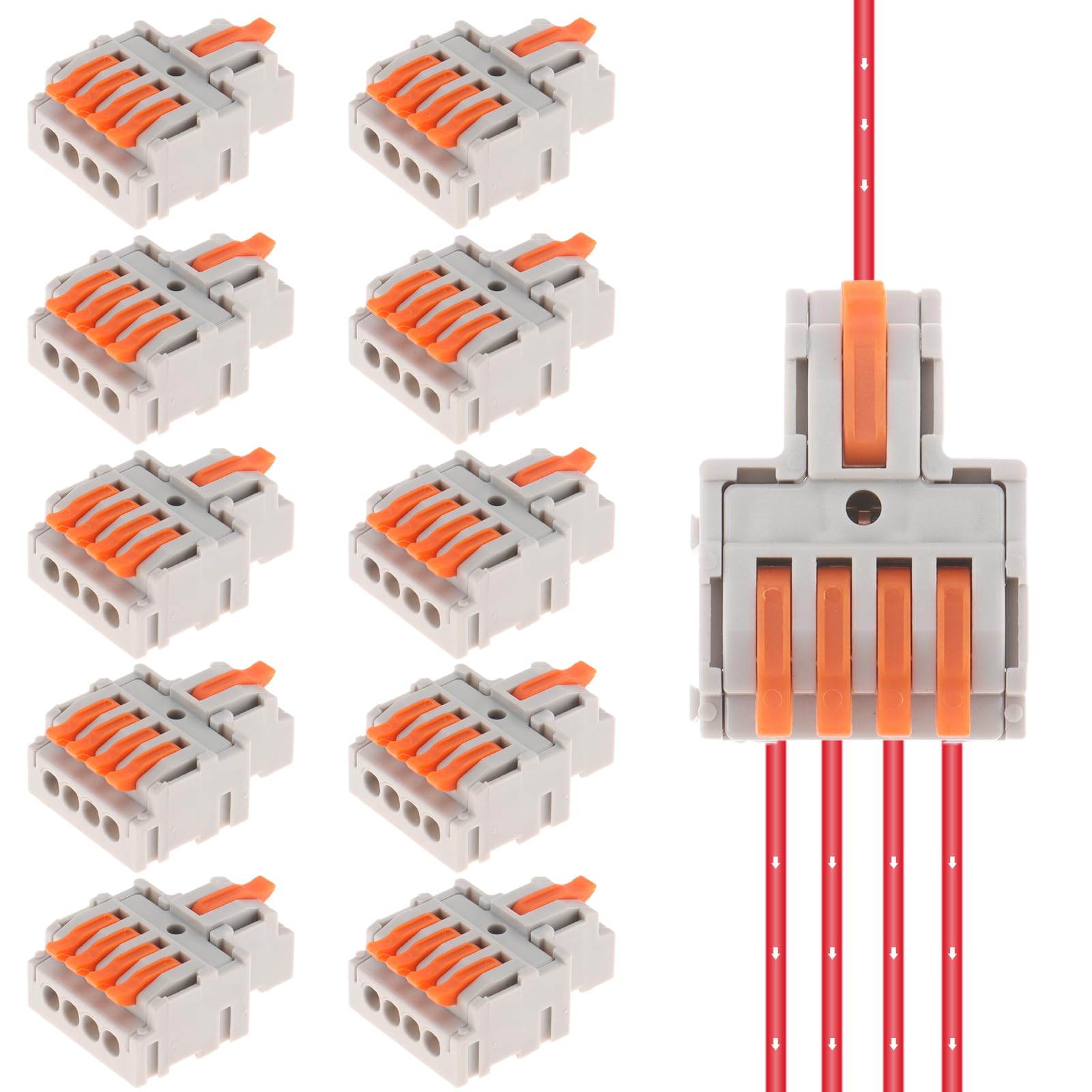 DIANN 10pcs Lever Wire Connectors 1 in 4 Out Circuit - electrical connectors | Mubboo
